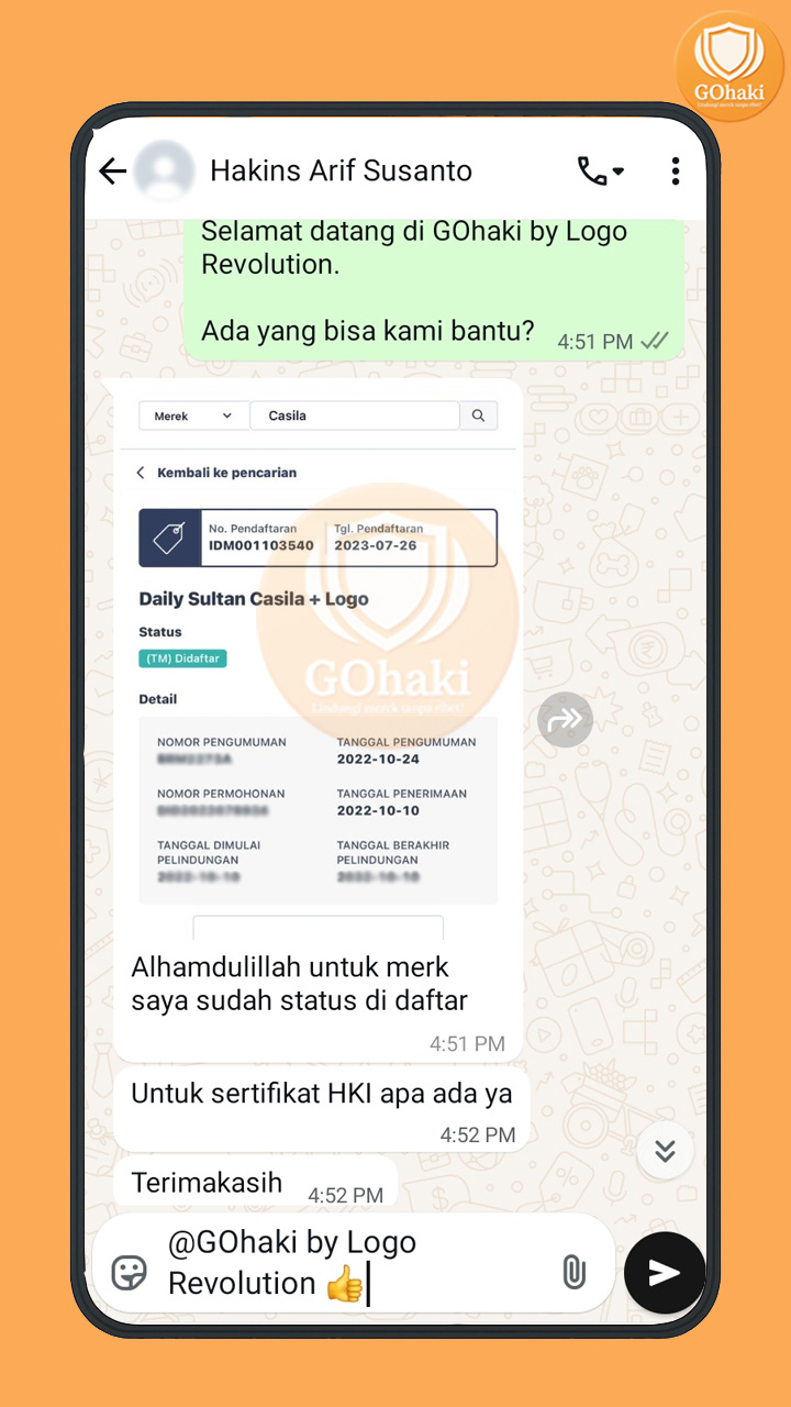 Testimoni WA klien GOhaki #1